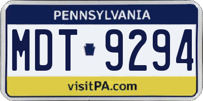 PA license plate MDT9294