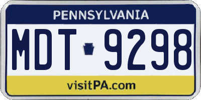 PA license plate MDT9298