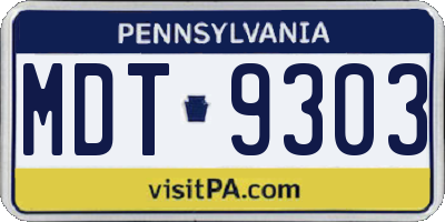 PA license plate MDT9303