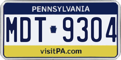 PA license plate MDT9304