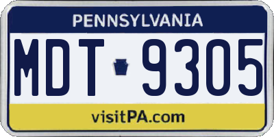 PA license plate MDT9305
