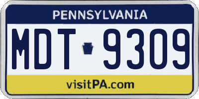 PA license plate MDT9309