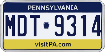 PA license plate MDT9314