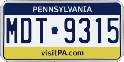 PA license plate MDT9315
