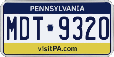 PA license plate MDT9320