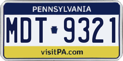PA license plate MDT9321