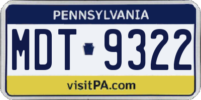 PA license plate MDT9322