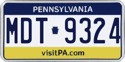 PA license plate MDT9324