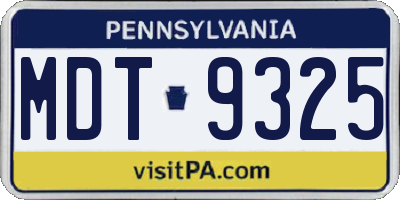 PA license plate MDT9325