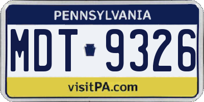 PA license plate MDT9326