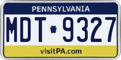 PA license plate MDT9327