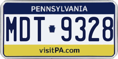 PA license plate MDT9328