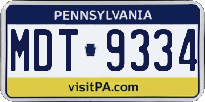 PA license plate MDT9334