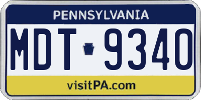 PA license plate MDT9340