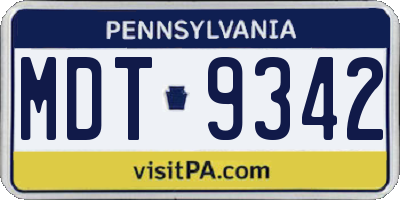 PA license plate MDT9342