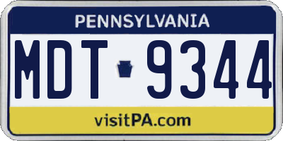 PA license plate MDT9344