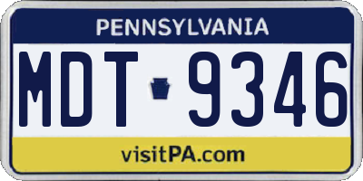 PA license plate MDT9346