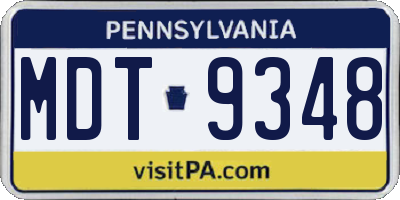 PA license plate MDT9348