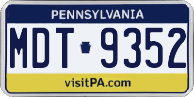 PA license plate MDT9352