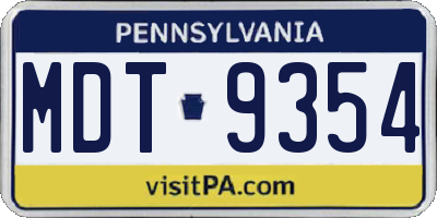 PA license plate MDT9354