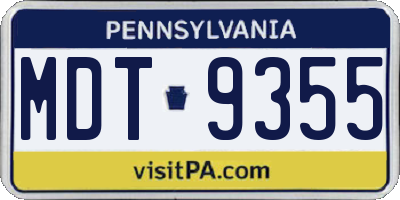 PA license plate MDT9355