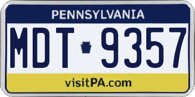 PA license plate MDT9357