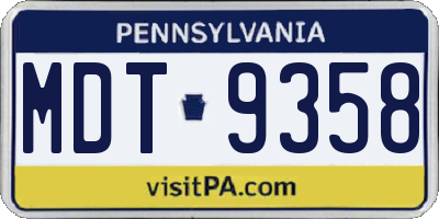PA license plate MDT9358