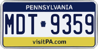 PA license plate MDT9359