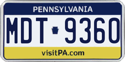 PA license plate MDT9360