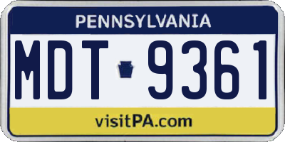 PA license plate MDT9361