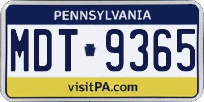 PA license plate MDT9365