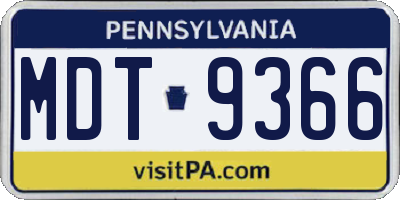 PA license plate MDT9366