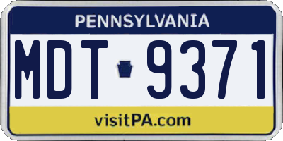 PA license plate MDT9371