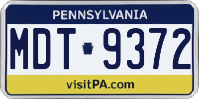PA license plate MDT9372