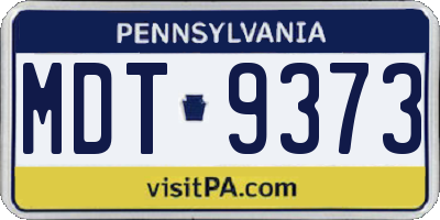 PA license plate MDT9373
