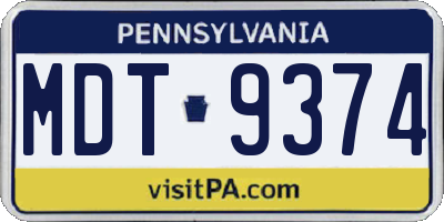 PA license plate MDT9374