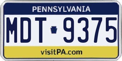 PA license plate MDT9375