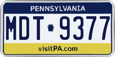 PA license plate MDT9377