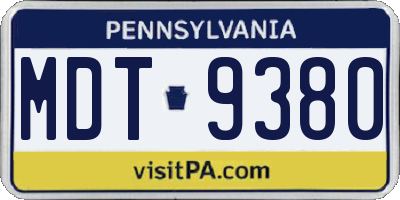 PA license plate MDT9380