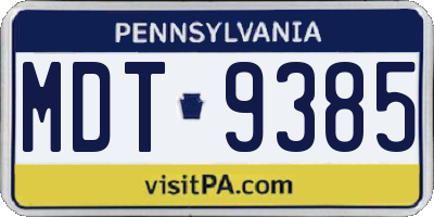PA license plate MDT9385
