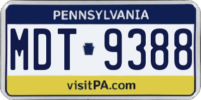 PA license plate MDT9388