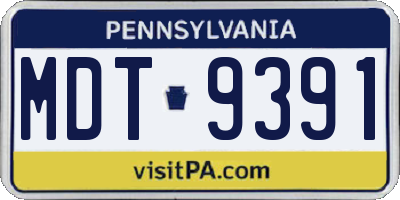 PA license plate MDT9391