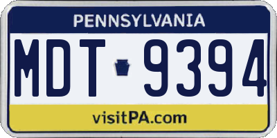 PA license plate MDT9394