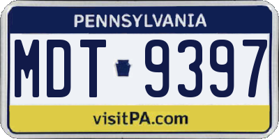 PA license plate MDT9397