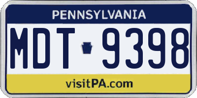 PA license plate MDT9398