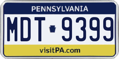 PA license plate MDT9399