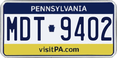 PA license plate MDT9402