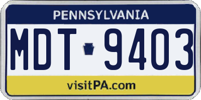PA license plate MDT9403