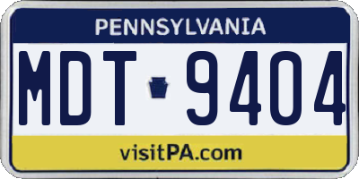 PA license plate MDT9404