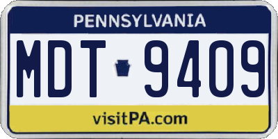 PA license plate MDT9409